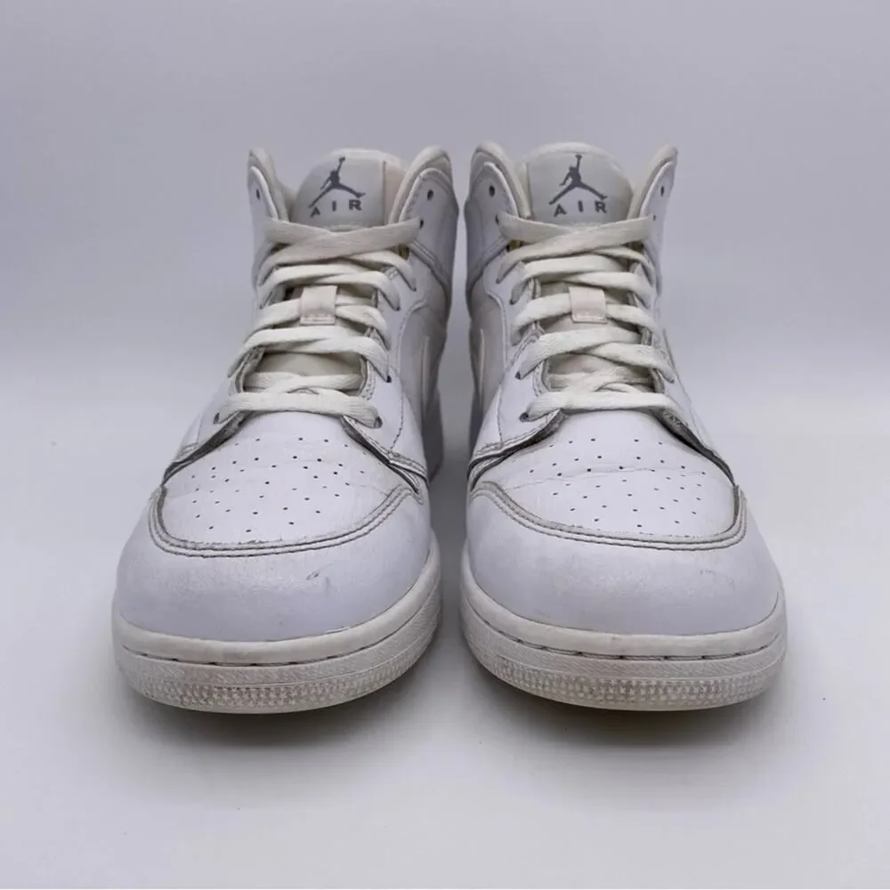 Nike Air Jordan 1 Retro Mid GS 'White Cool Grey' Shoes Sneakers   -   Size:  7Y